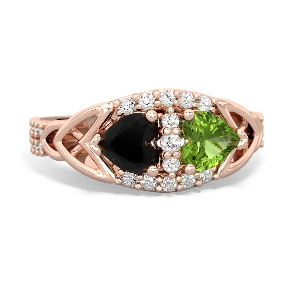 Onyx Sparkling Celtic Knot 14K Rose Gold ring R2645