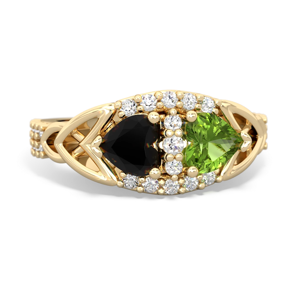 Onyx Sparkling Celtic Knot 14K Yellow Gold ring R2645