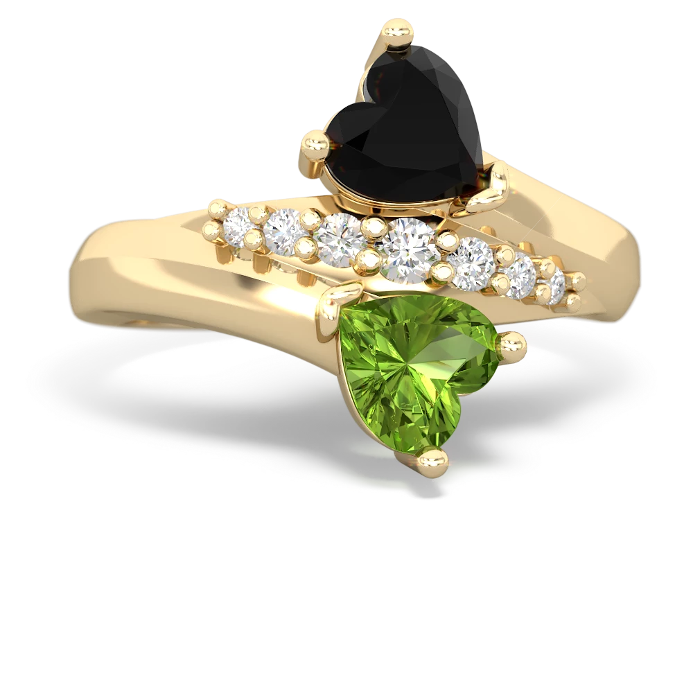 Onyx Heart To Heart 14K Yellow Gold ring R2064