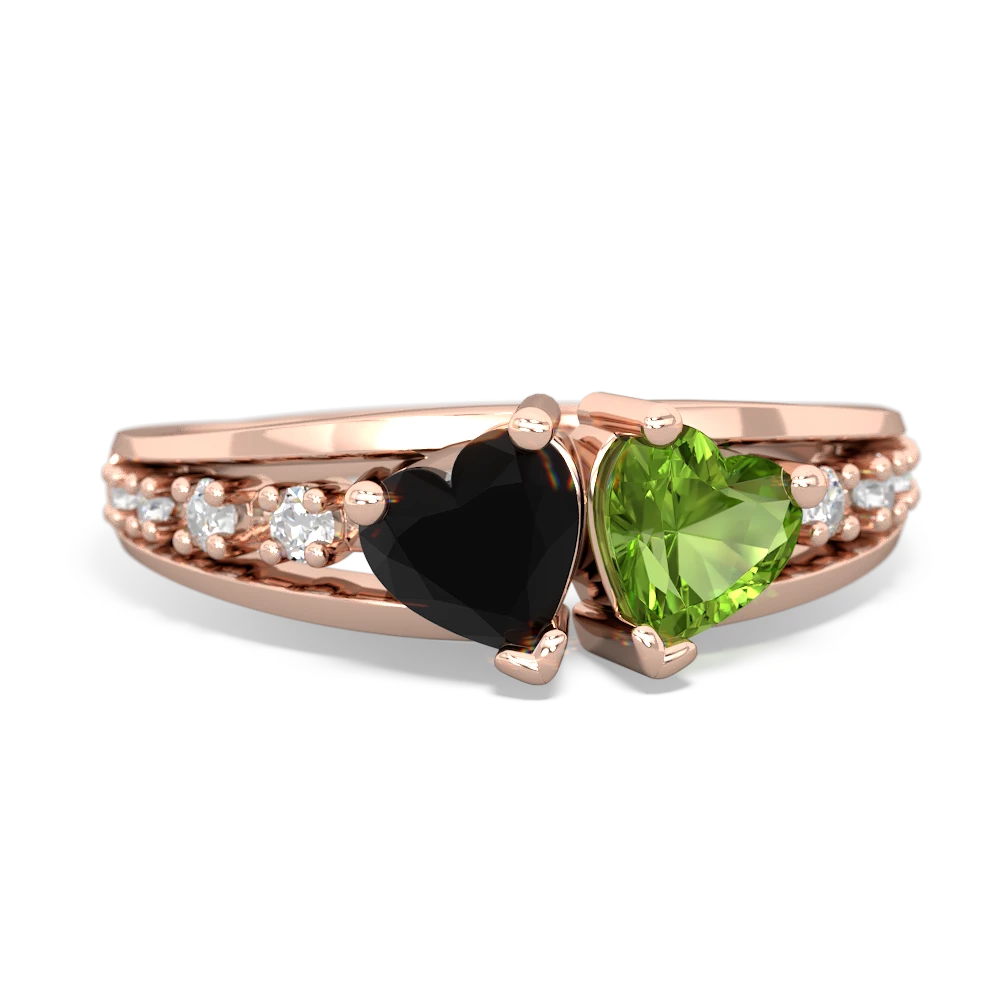 Onyx Heart To Heart 14K Rose Gold ring R3342