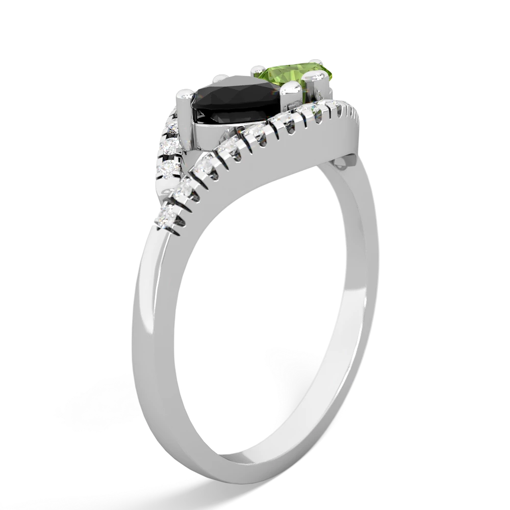 Onyx Mother And Child 14K White Gold ring R3010