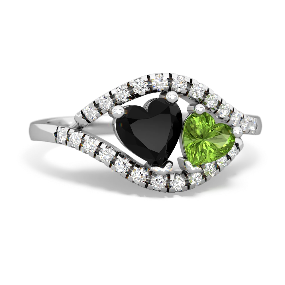 Onyx Mother And Child 14K White Gold ring R3010