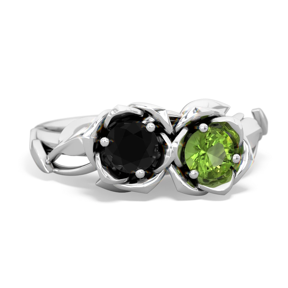 Onyx Rose Garden 14K White Gold ring R5510