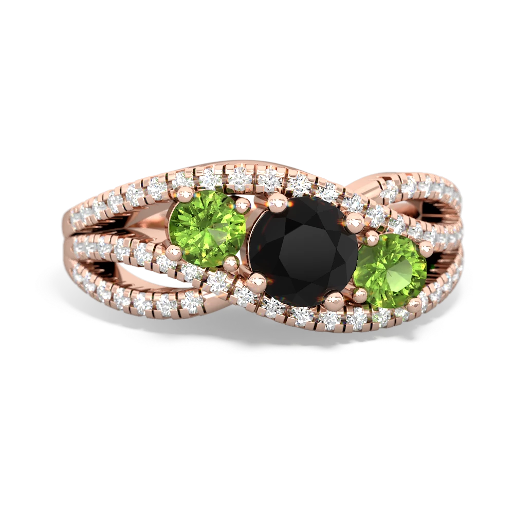 Onyx Three Stone Aurora 14K Rose Gold ring R3080