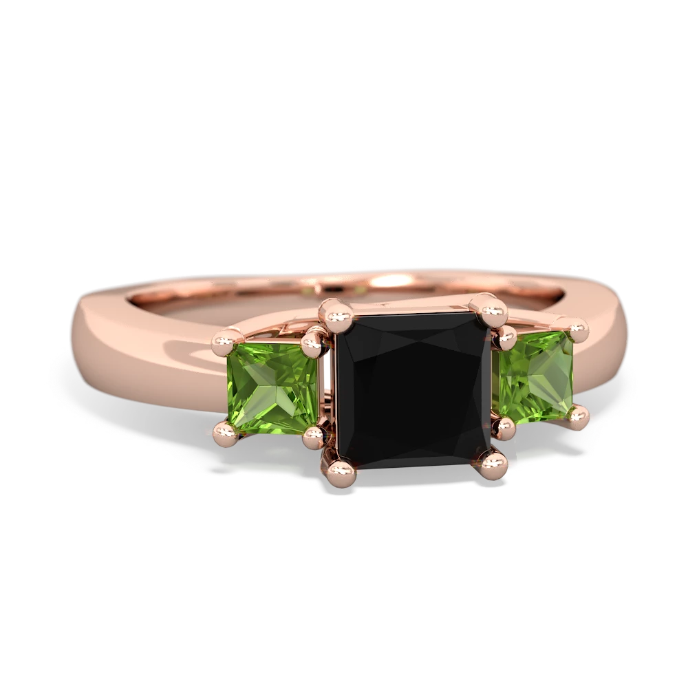 Onyx Three Stone Trellis 14K Rose Gold ring R4015