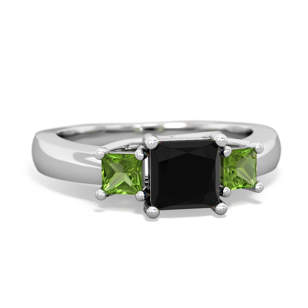 Onyx Three Stone Trellis 14K White Gold ring R4015