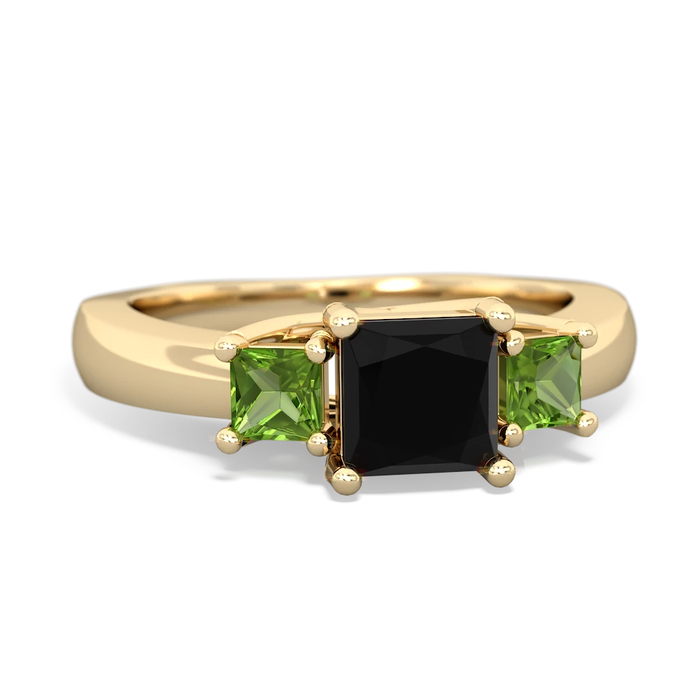 Onyx Three Stone Trellis 14K Yellow Gold ring R4015