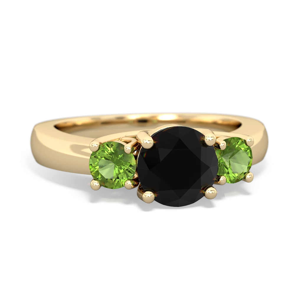 Onyx Three Stone Round Trellis 14K Yellow Gold ring R4018