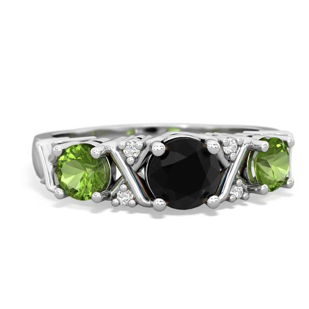 Onyx Hugs And Kisses 14K White Gold ring R5016