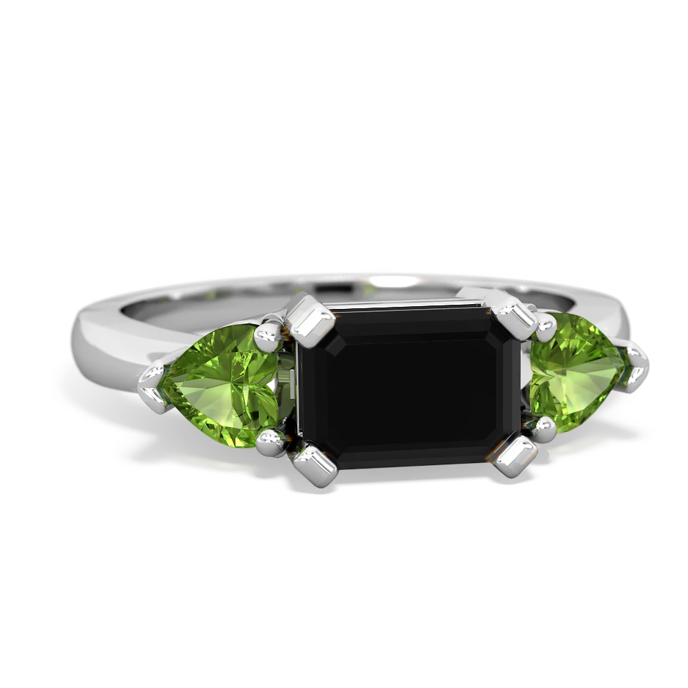 Onyx Three Stone 14K White Gold ring R5235