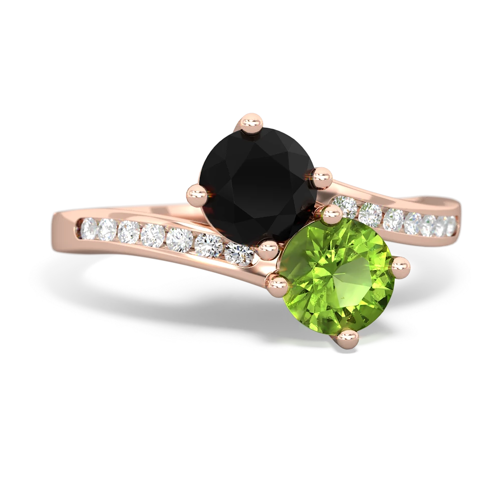 Onyx Channel Set Two Stone 14K Rose Gold ring R5303