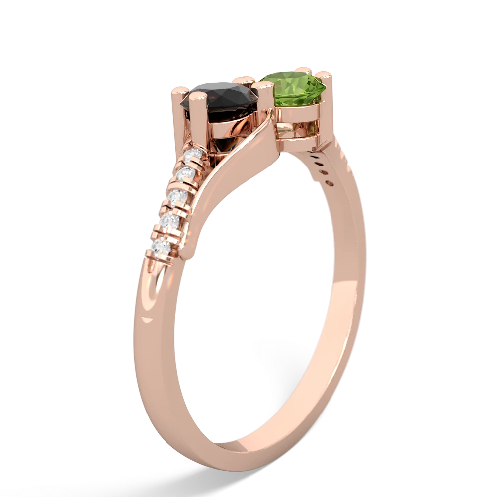 Onyx Infinity Pave Two Stone 14K Rose Gold ring R5285