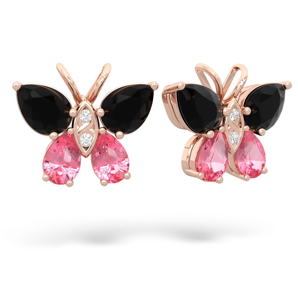 Onyx Butterfly 14K Rose Gold earrings E2215