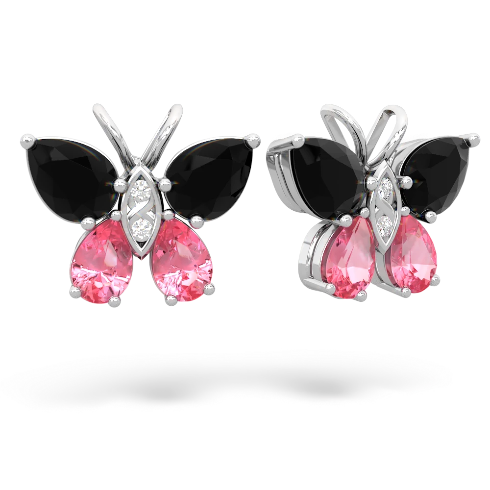 Onyx Butterfly 14K White Gold earrings E2215