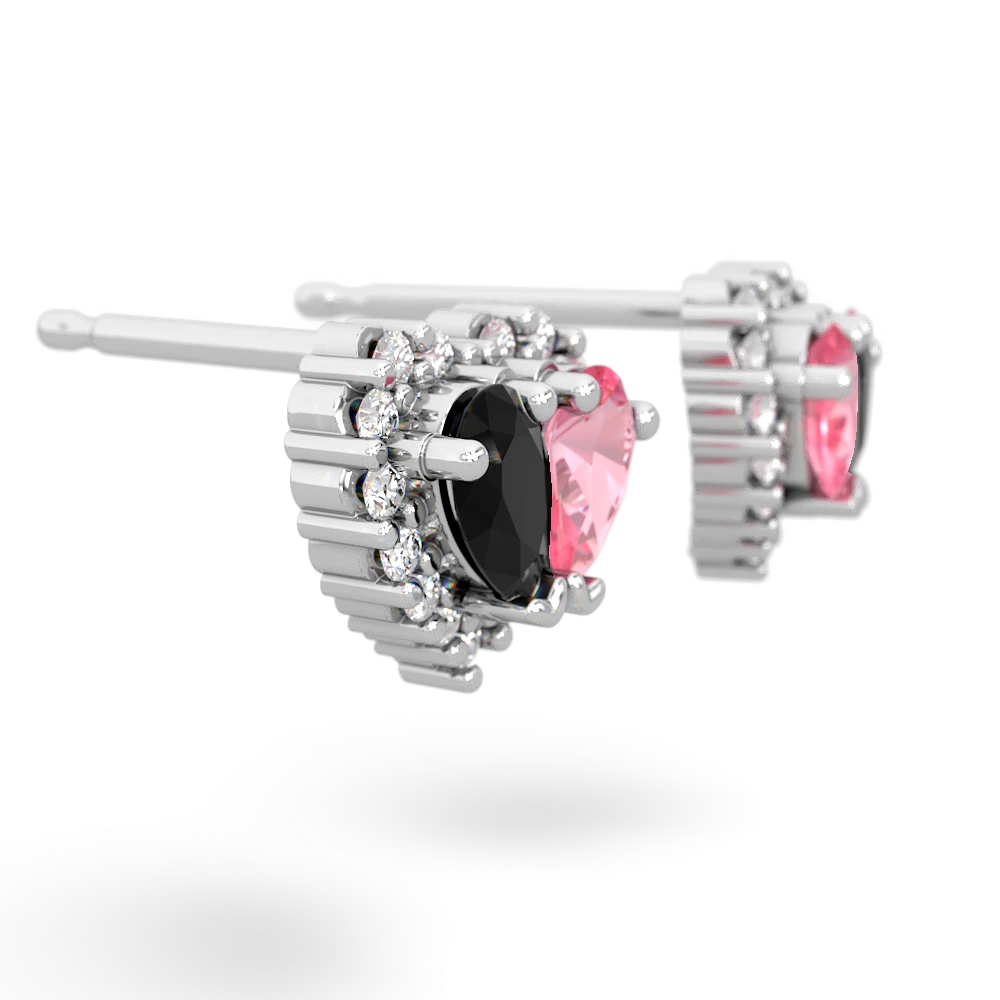 Onyx Halo 14K White Gold earrings E7008