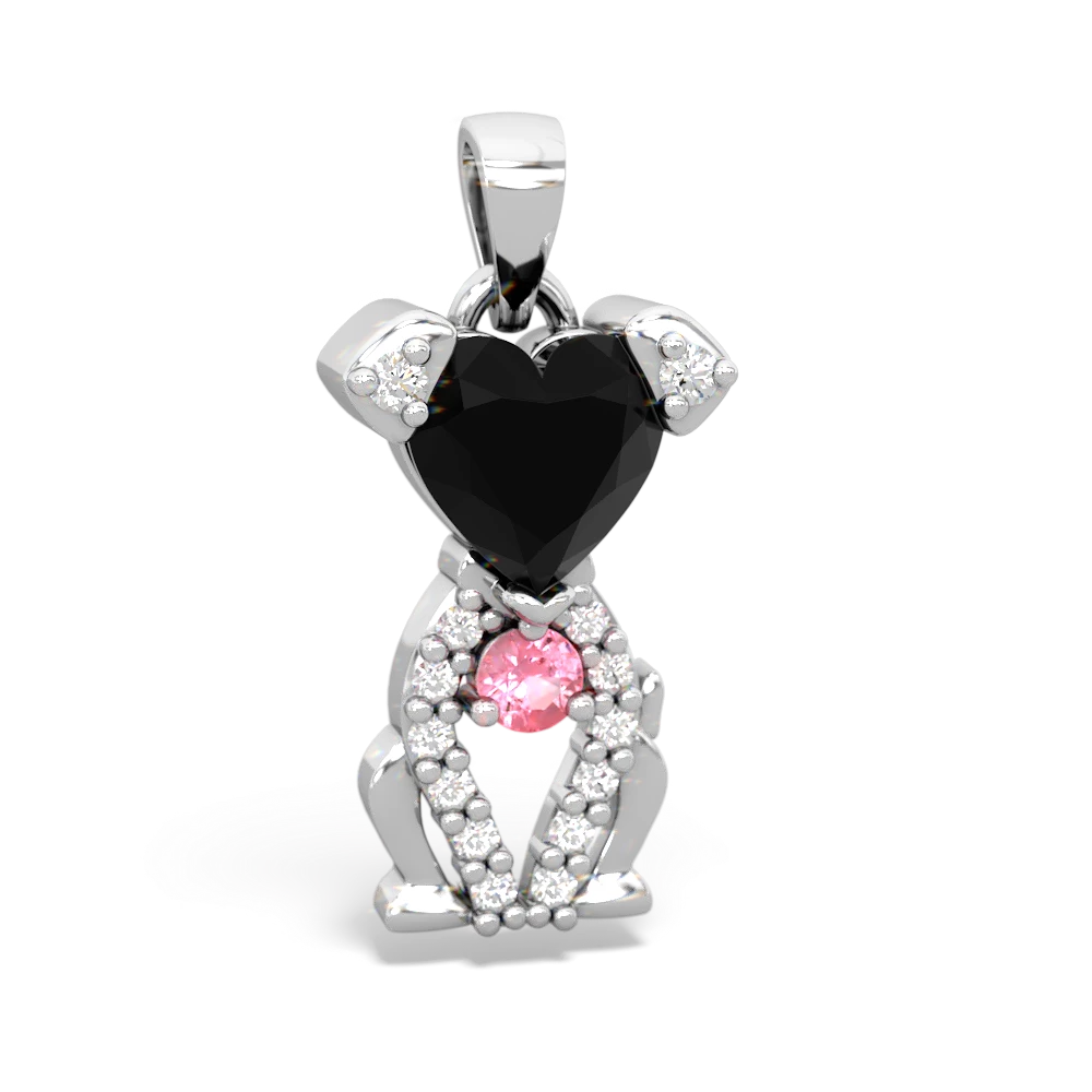 Onyx Puppy Love 14K White Gold pendant P5800