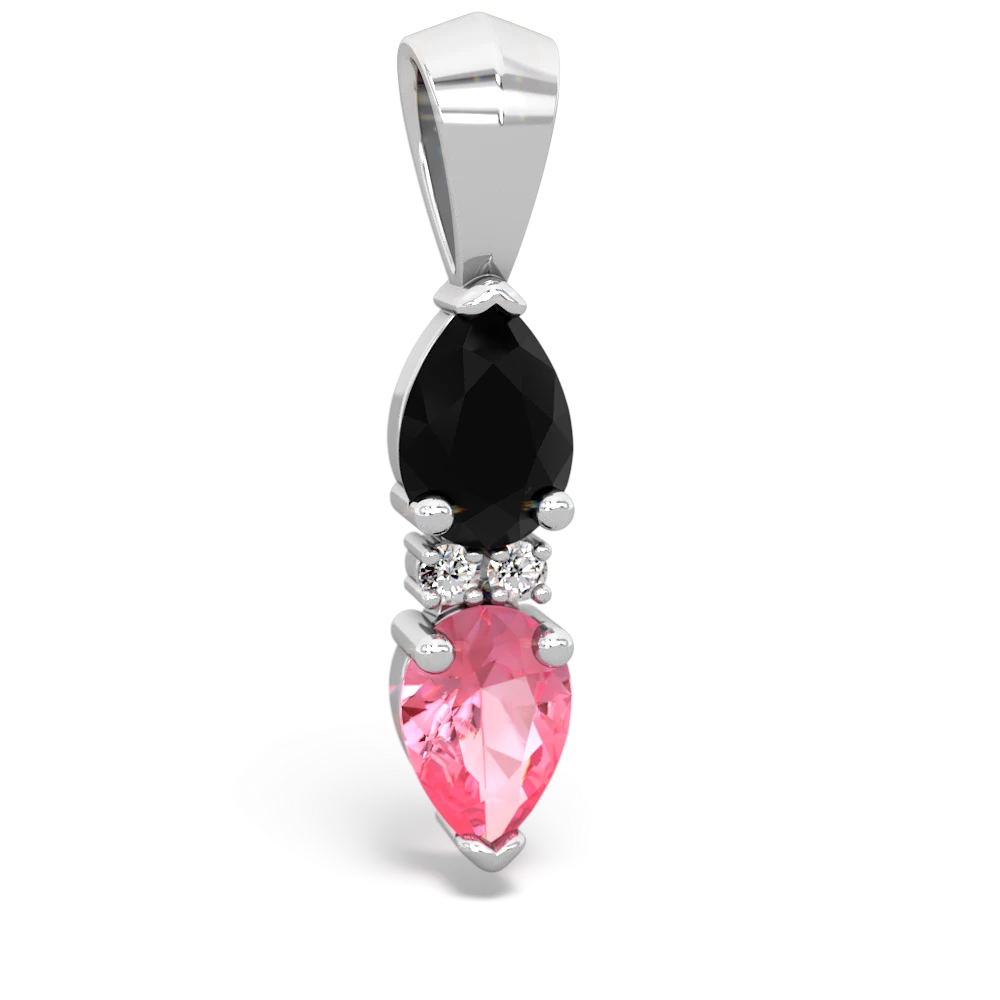 Onyx Bowtie Drop 14K White Gold pendant P0865