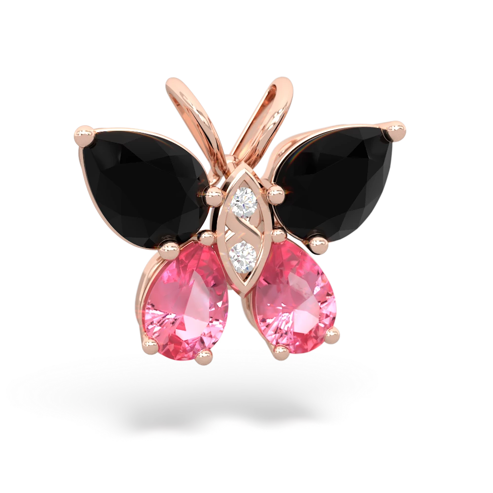 Onyx Butterfly 14K Rose Gold pendant P2215