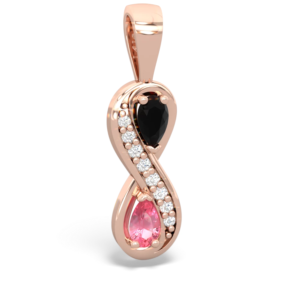 Onyx Diamond Infinity 14K Rose Gold pendant P5390