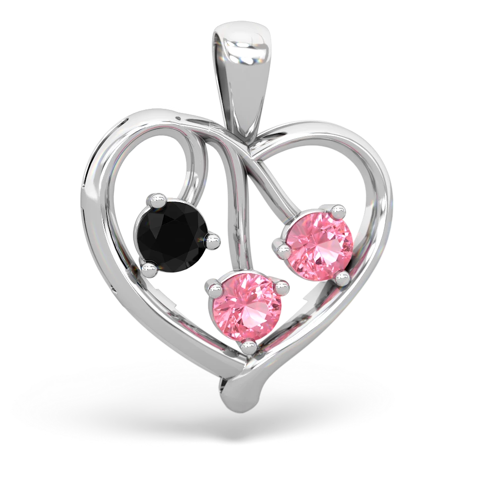 Onyx Glowing Heart 14K White Gold pendant P2233