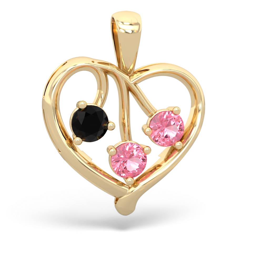 Onyx Glowing Heart 14K Yellow Gold pendant P2233