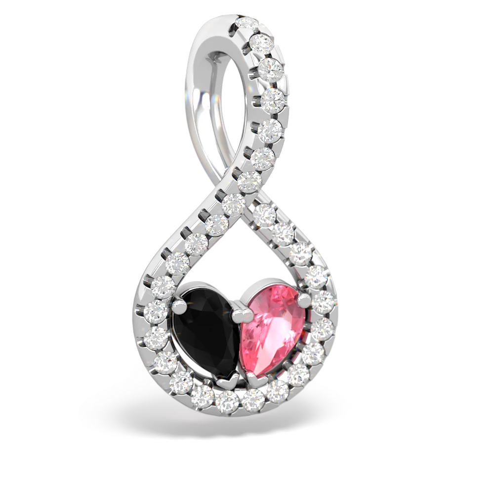 Onyx Pave Twist 'One Heart' 14K White Gold pendant P5360