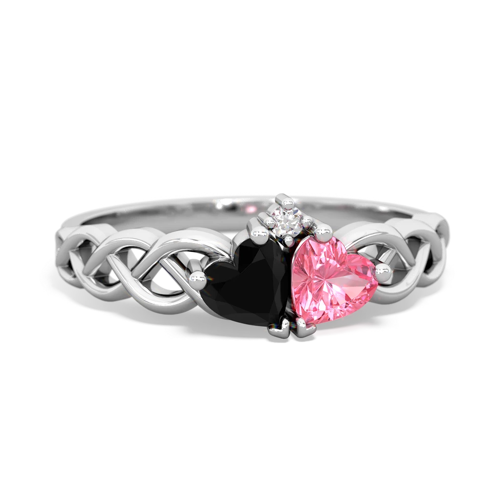 Onyx Heart To Heart Braid 14K White Gold ring R5870