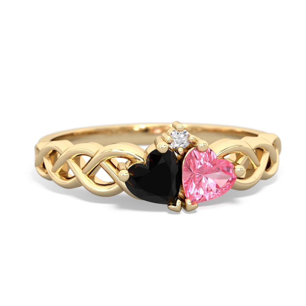 Onyx Heart To Heart Braid 14K Yellow Gold ring R5870