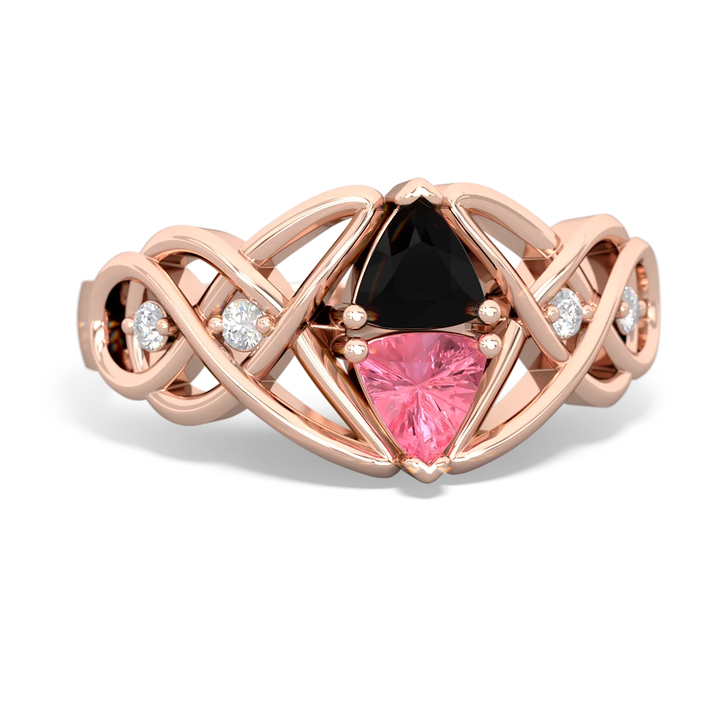 Onyx Keepsake Celtic Knot 14K Rose Gold ring R5300