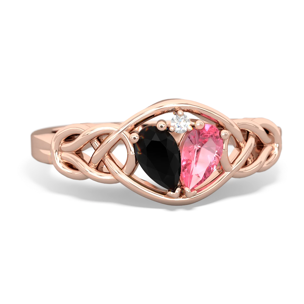 Onyx Celtic Love Knot 14K Rose Gold ring R5420