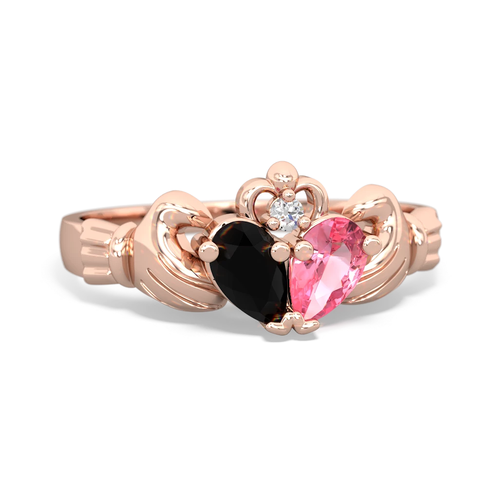 Onyx 'Our Heart' Claddagh 14K Rose Gold ring R2388