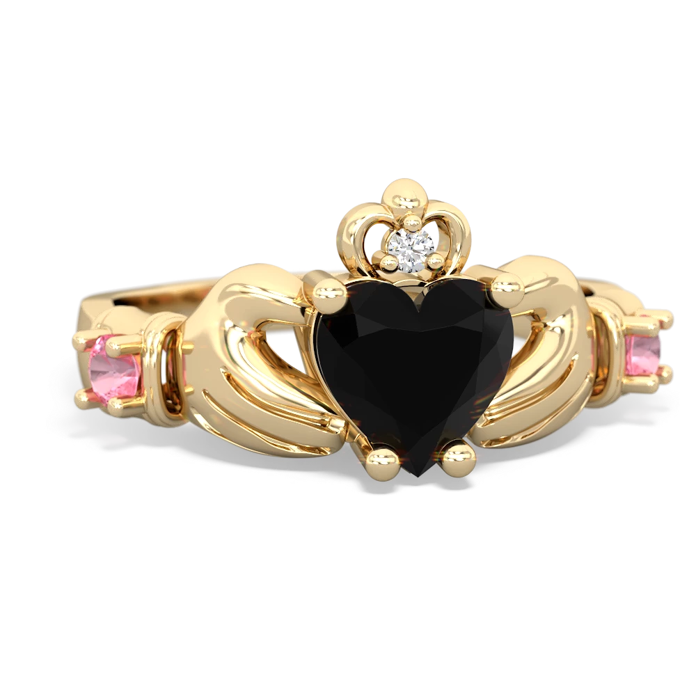 Onyx Claddagh Keepsake 14K Yellow Gold ring R5245