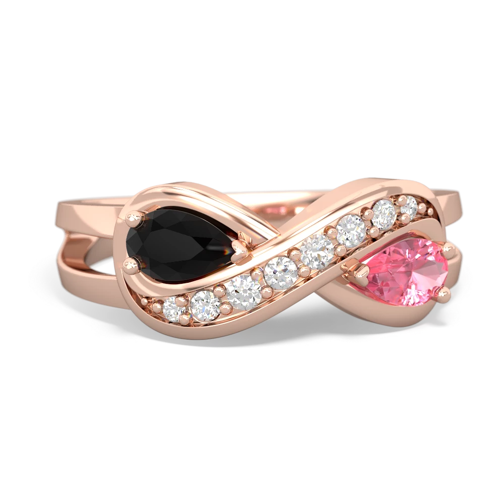 Onyx Diamond Infinity 14K Rose Gold ring R5390