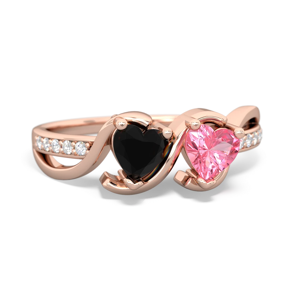 Onyx Side By Side 14K Rose Gold ring R3090