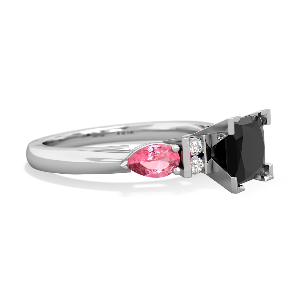 Onyx 6Mm Princess Eternal Embrace Engagement 14K White Gold ring C2002