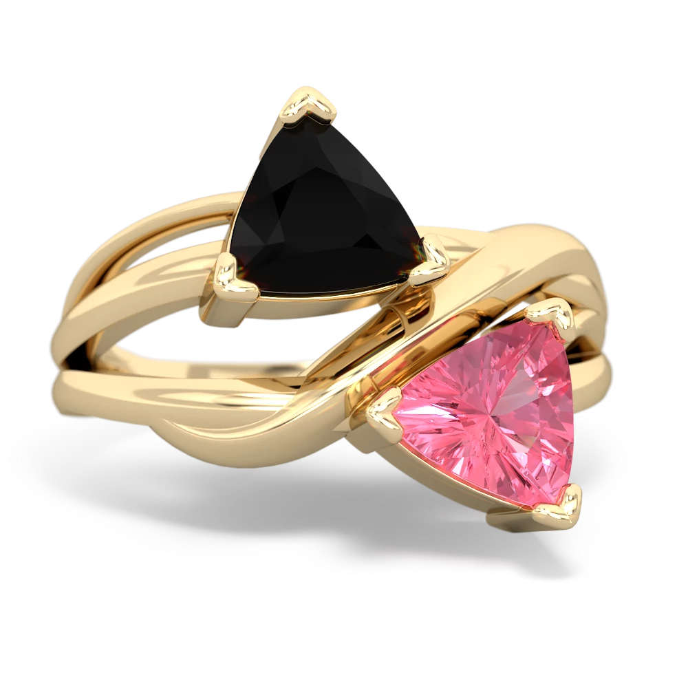 Onyx Split Band Swirl 14K Yellow Gold ring R2341