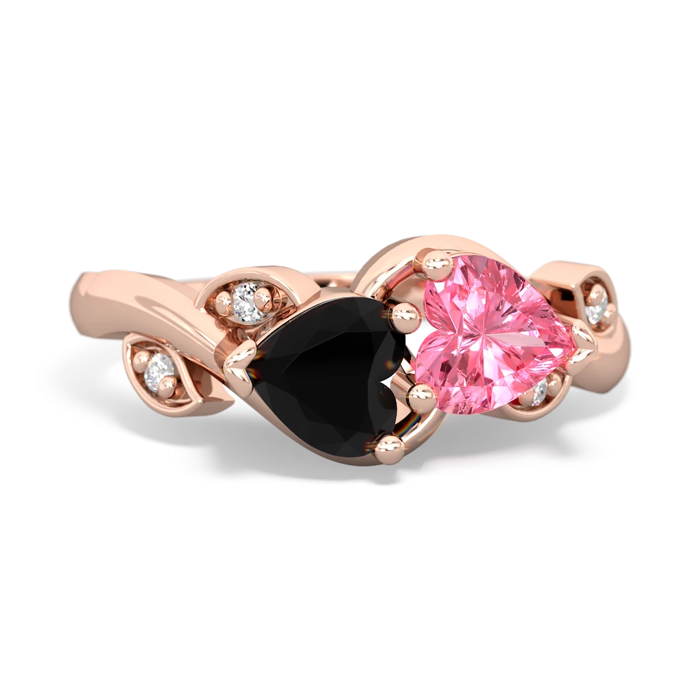 Onyx Floral Elegance 14K Rose Gold ring R5790