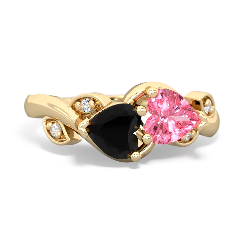 Onyx Floral Elegance 14K Yellow Gold ring R5790