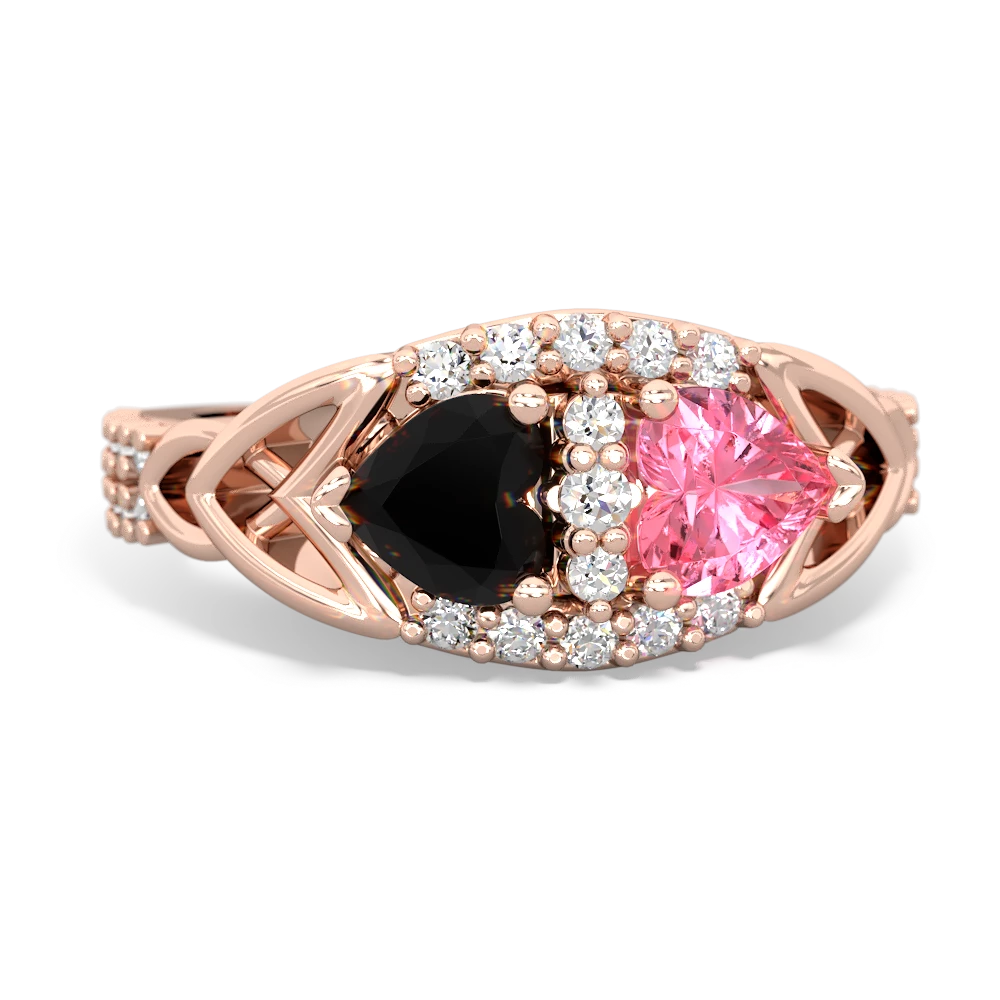 Onyx Sparkling Celtic Knot 14K Rose Gold ring R2645