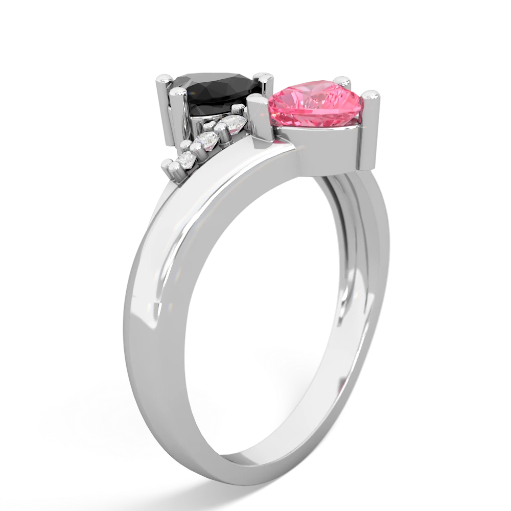 Onyx Heart To Heart 14K White Gold ring R2064