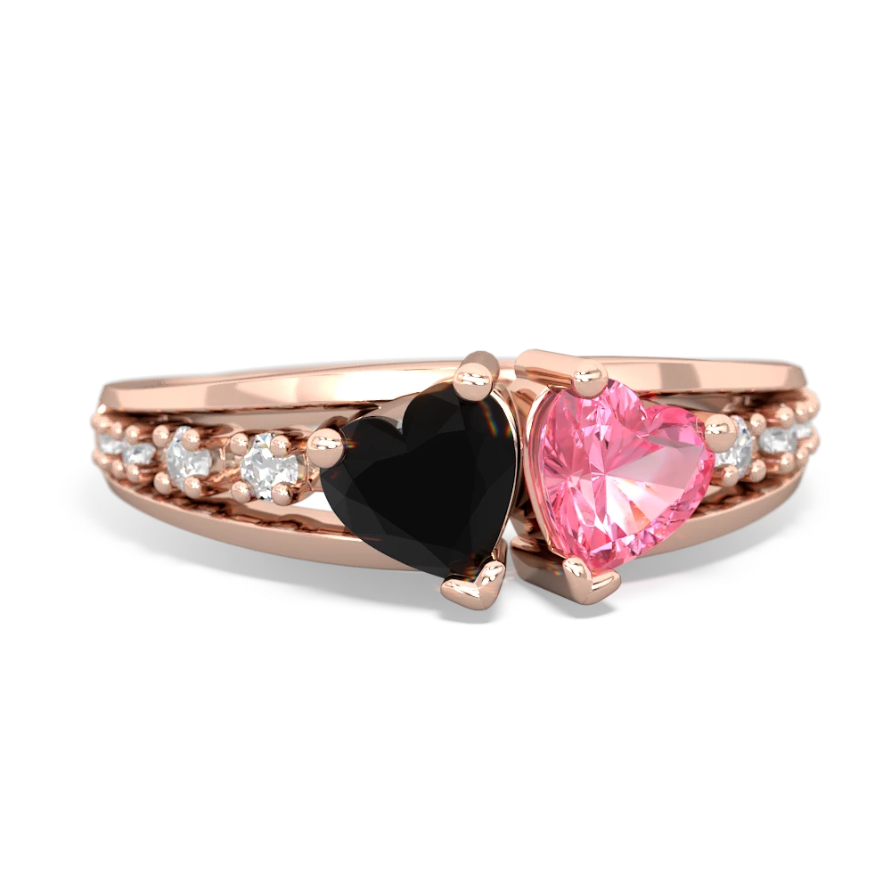 Onyx Heart To Heart 14K Rose Gold ring R3342