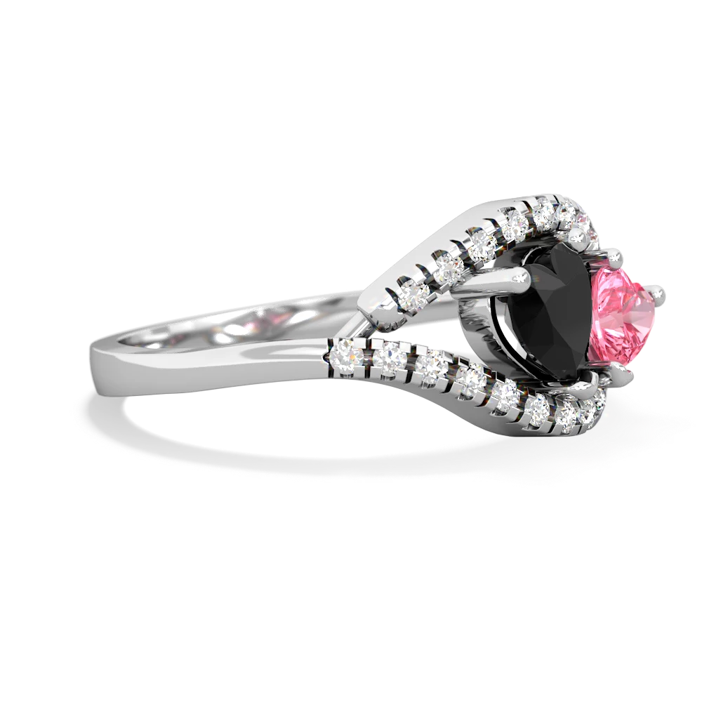 Onyx Mother And Child 14K White Gold ring R3010