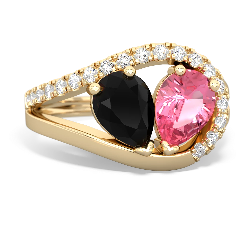 Onyx Nestled Heart Keepsake 14K Yellow Gold ring R5650