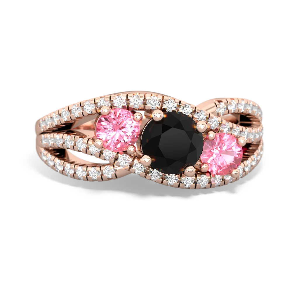 Onyx Three Stone Aurora 14K Rose Gold ring R3080