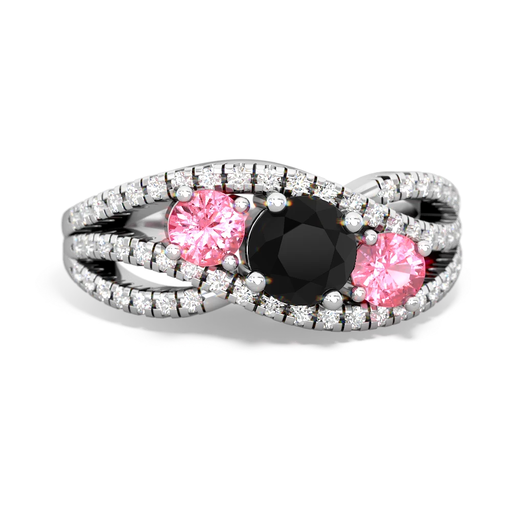 Black Onyx and Pink Tourmaline Flower and Leaf Ring AR-2047 – Its Ambra