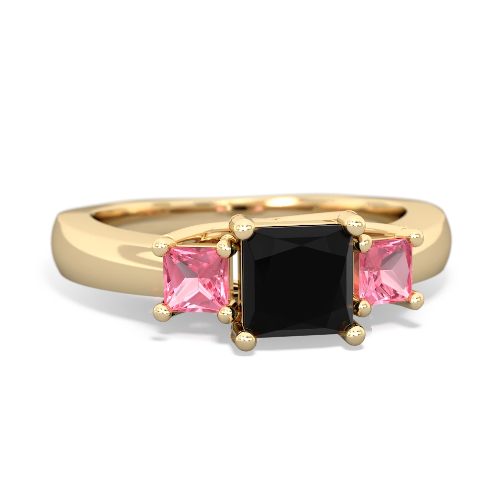 Onyx Three Stone Trellis 14K Yellow Gold ring R4015