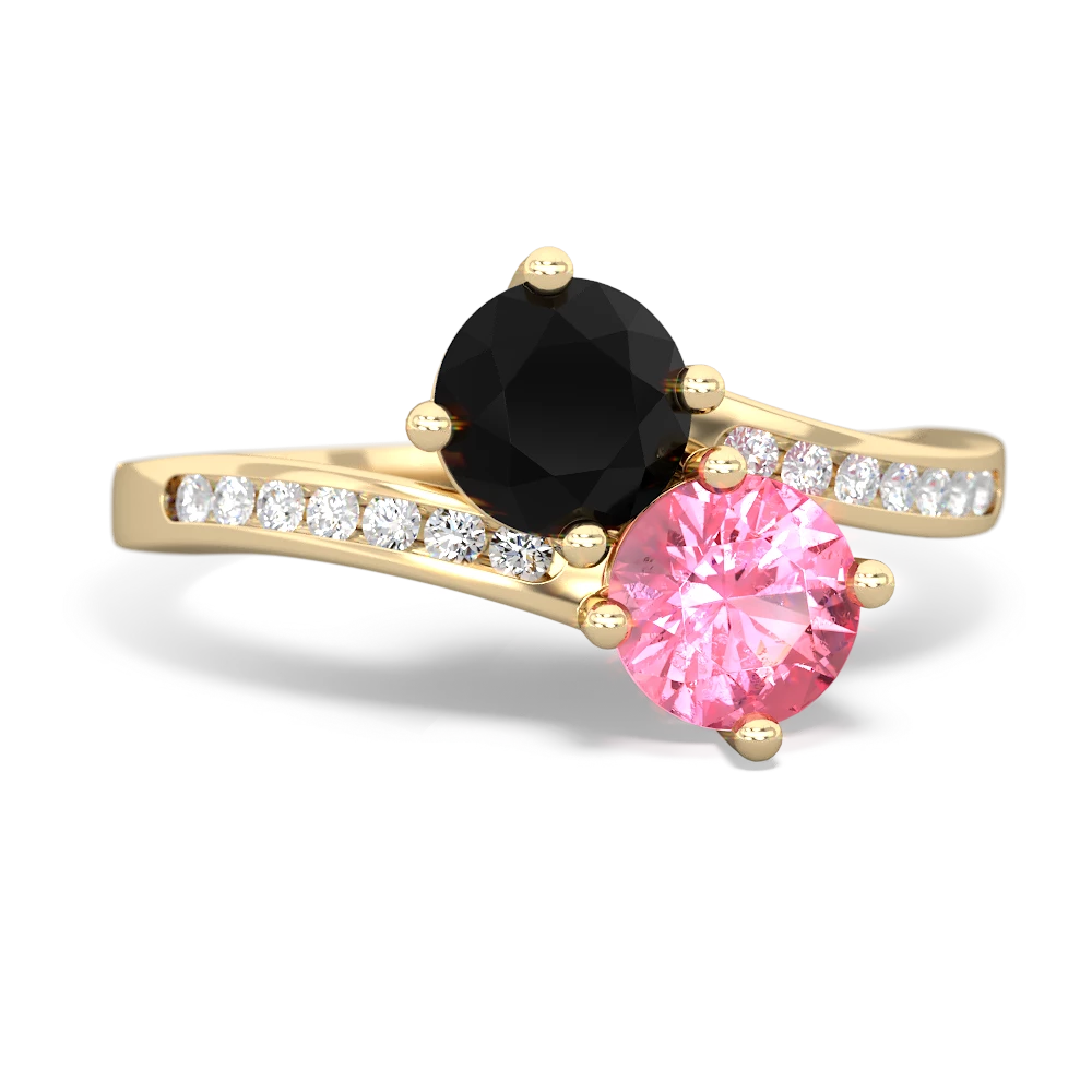 Onyx Channel Set Two Stone 14K Yellow Gold ring R5303