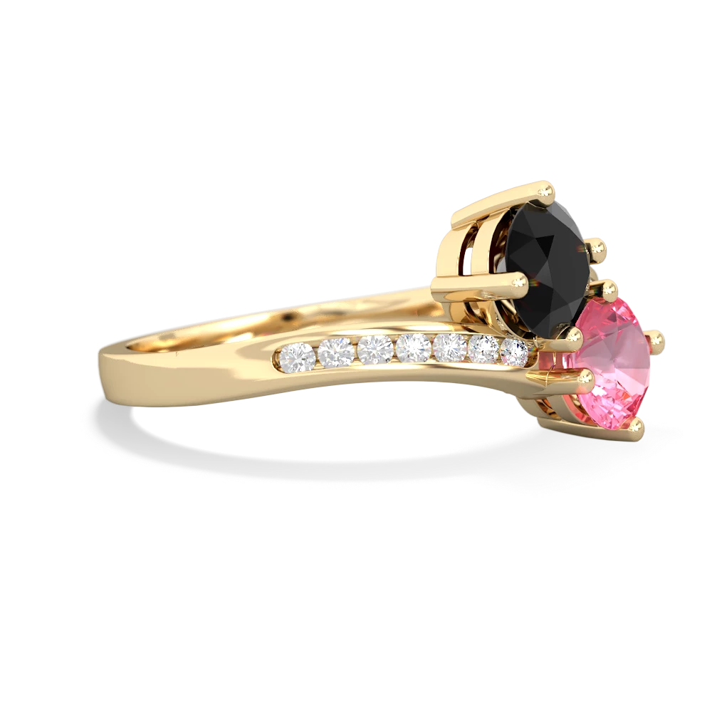 Onyx Channel Set Two Stone 14K Yellow Gold ring R5303