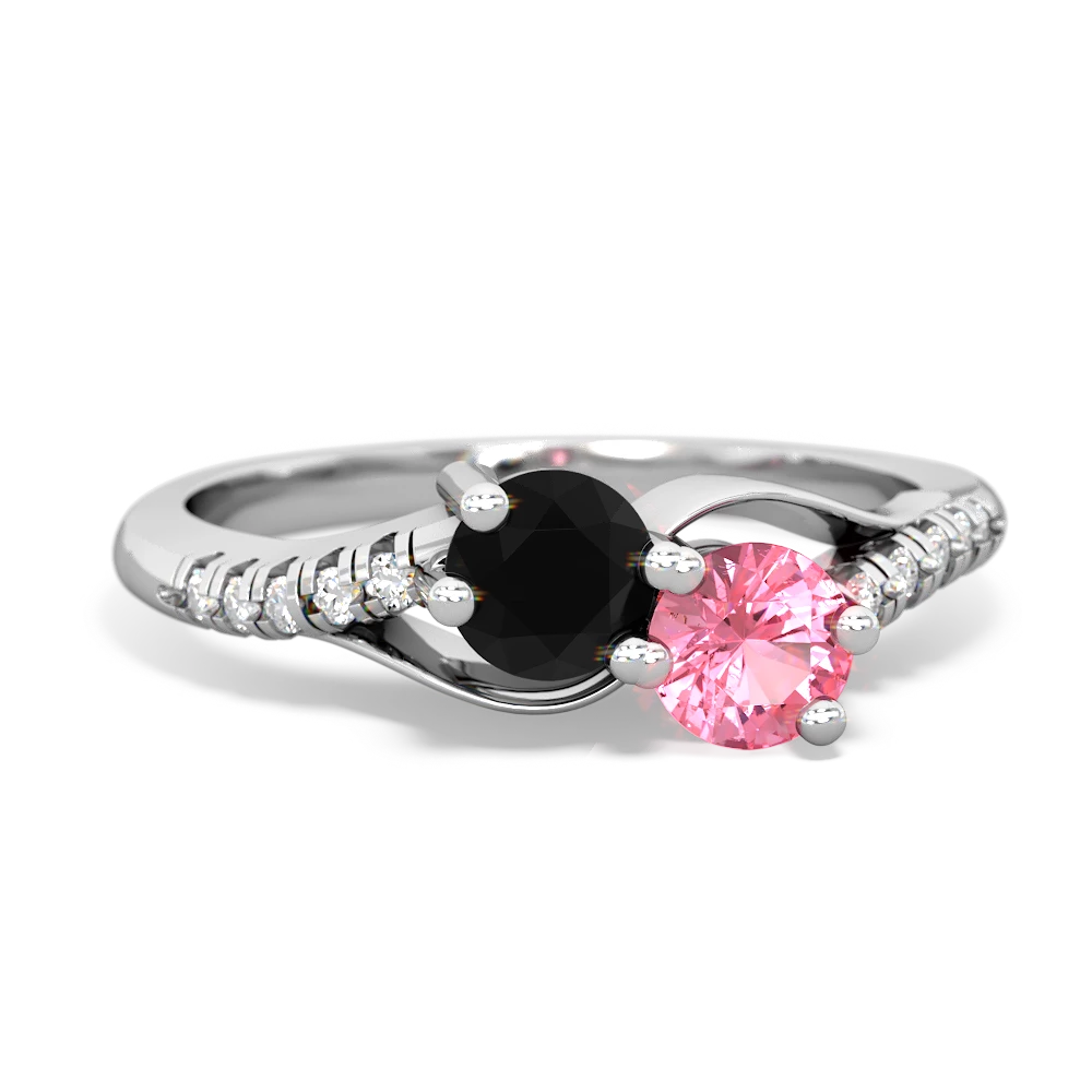 Onyx Infinity Pave Two Stone 14K White Gold ring R5285