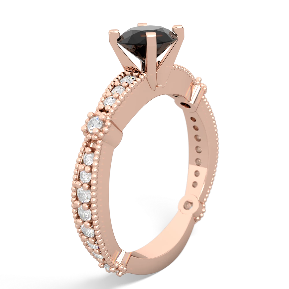 Onyx Sparkling Tiara 6Mm Round 14K Rose Gold ring R26296RD